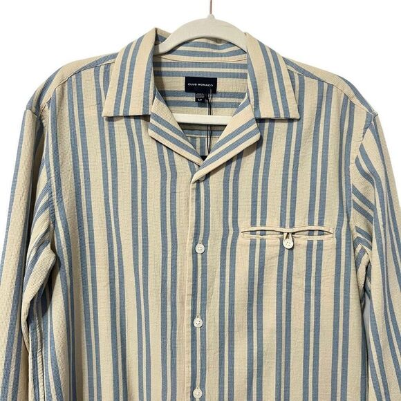 Club Monaco Long-Sleeve Button-Down Shirt. New w Tags !!! Striped Small Men’s - Picture 3 of 13